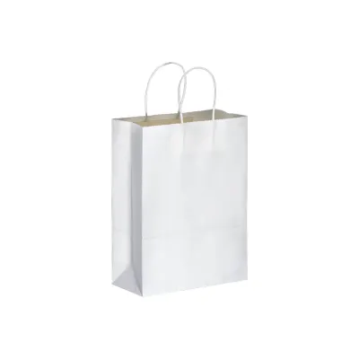 Pungă de cumpărături din hârtie de 100 gr/m², cu pliu lateral 100 g/m² – cu logo-ul firmei