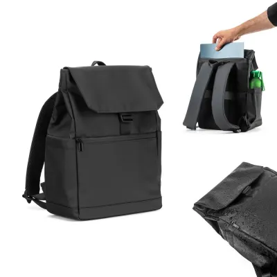 Rucsac pentru laptop (16") din PU, cu clapă care acoperă toate compartimentele Azores Bag – cu logo-ul firmei