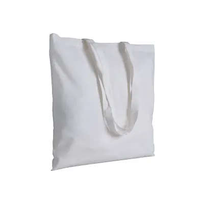 Pungă de cumpărături din bumbac de 120 g/m², cu mânere lungi – cu logo-ul firmei