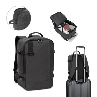 Rucsac care respectă dimensiunile impuse de companiile aeriene, confecționat din poliester reciclat 600D de înaltă densitate Cies – cu logo-ul firmei