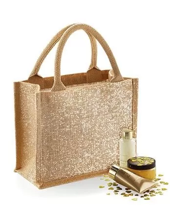 Sacoșe textile din iuta cu fiiruri aurii - Shimmer Jute Mini Gift Bag