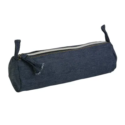 DENIM 220 g/m² (85% bumbac – 15% poliester) trusă de cosmetice 220 g/m² cu fermoar, 8 x 22 cm – cu logo-ul firmei
