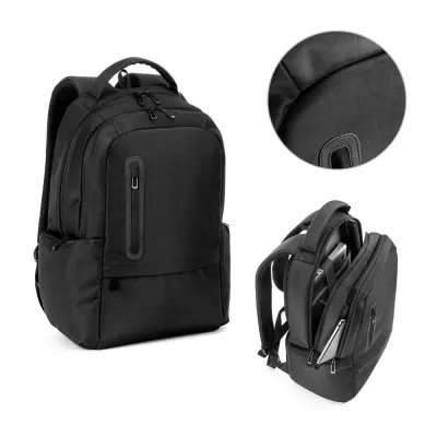 Rucsac pentru laptop (17") din nailon 150D cu 2 compartimente căptușite Boston Solid – cu logo-ul firmei