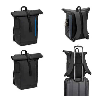 Rucsac Roll Top cu un design cu sistem de fermoare care permite rularea vârfului pentru a se potrivi cu volumul rucsacului, fabricat din poliester reciclat 600D – cu logo-ul firmei