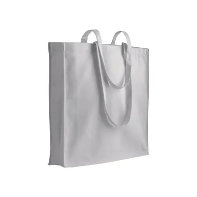 Pungă din bumbac de 180 g/m², cu mânere lungi și pliu lateral – cu logo-ul firmei
