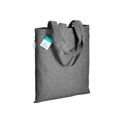 Pungă de cumpărături din bumbac reciclat, 280 g/m², cu mânere lungi – cu logo-ul firmei