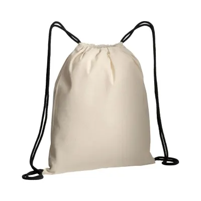Rucsac din bumbac natural, cu șnur de strângere și colțuri colorate – cu logo-ul firmei