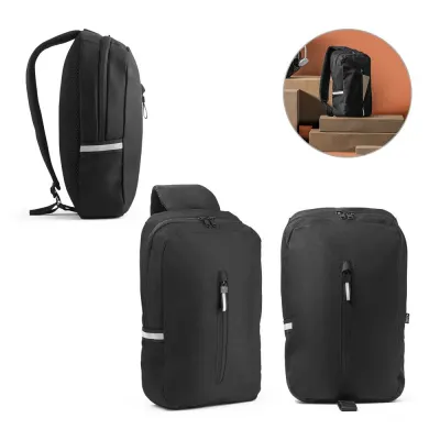 Rucsac cu o singură curea 300D cupoliester reciclat și 600D cupoliester reciclat, cu căptușeală din poliester reciclat 210D Delfos – cu logo-ul firmei