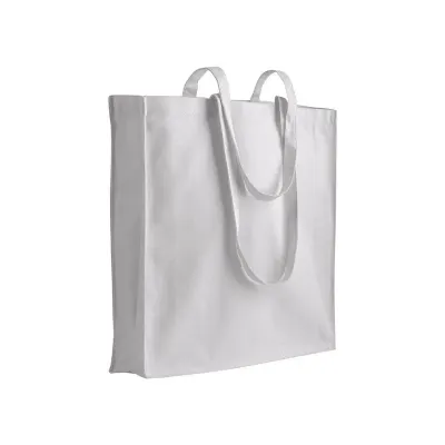 Sacoșă textilă de cumpărături din pânză de 280 g/m², cu mânere lungi și pliu lateral