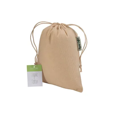 Pungă cadou din bumbac organic, 140 g/m², 15 x 20 cm – cu logo-ul firmei