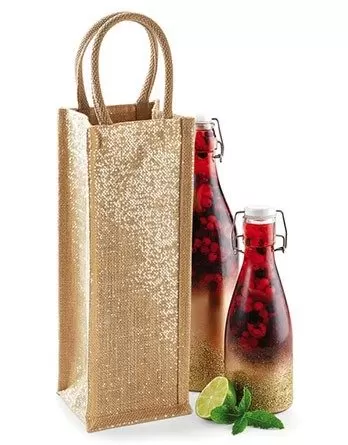 Sacoșă textilă din iuta pentru sticla - Shimmer Jute Bottle Bag