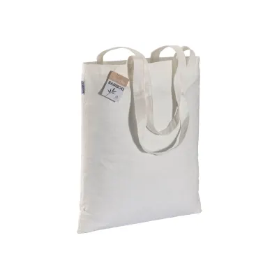Pungă de cumpărături din fibră de bambus de 135 g/m², cu mânere lungi – cu logo-ul firmei
