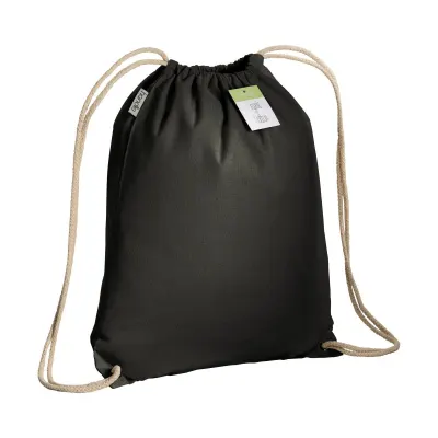 Pungă din bumbac organic cu șnur și colțuri întărite 140 g/m² – cu logo-ul firmei