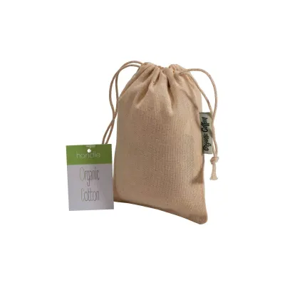 Pungă cadou din bumbac organic, 140 g/m², 10 x 14 cm – cu logo-ul firmei