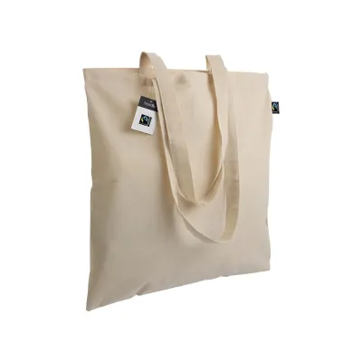 Sacoșă textilă de cumpărături Fairtrade® de 140 g/m², cu mânere lungi