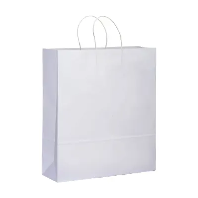 Pungă de cumpărături din hârtie de 100 gr/m², cu pliu lateral 100 g/m² – cu logo-ul firmei