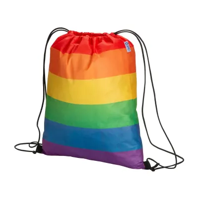 Rucsac Rainbow din R-PET de 70 g/m², cu închidere cu cordon – cu logo-ul firmei