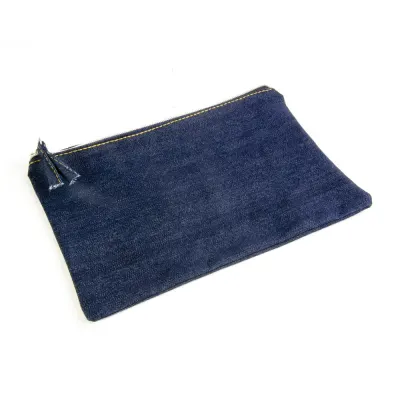 Trusă de cosmetice din DENIM de 220 g/m² (85% bumbac – 15% poliester) cu închidere cu fermoar – cu logo-ul firmei