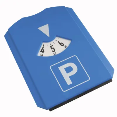 Disc de parcare multifuncțional din plastic, prevăzut cu o lopățică pentru îndepărtarea gheții și 3 jetoane pentru cărucioarele de cumpărături – cu logo-ul firmei