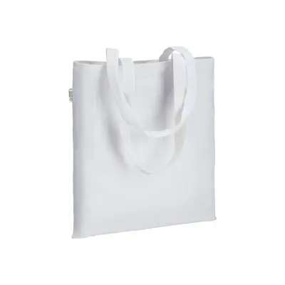 Pungă de cumpărături din bumbac organic, 220 g/m², cu mânere lungi – cu logo-ul firmei