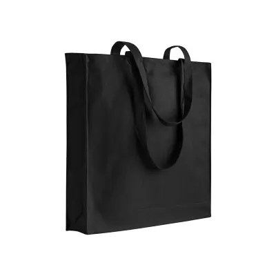 Sacoșă textilă de cumpărături din bumbac de 220 g/m², cu mânere lungi și pli de lărgire