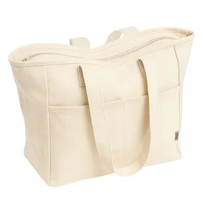 Geantă din bumbac reciclat, 450 g/m², cu mânere lungi și buzunar dublu în față – cu logo-ul firmei