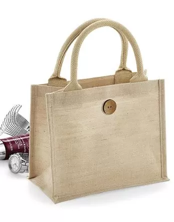Sacoșă textilă Cadou Iuta si Bumbac cu buton de închidere - Juco Mini Gift Bag