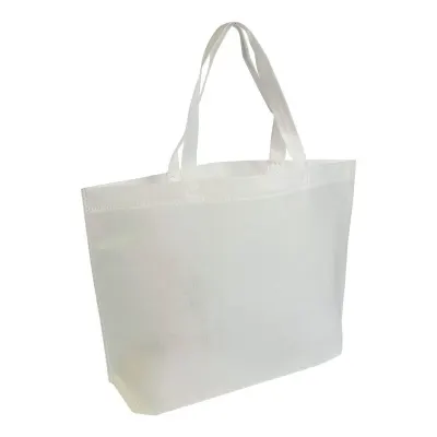 Pungă de cumpărături din material nețesut, sudată termic, cu pliu de întărire în partea de jos – cu logo-ul firmei