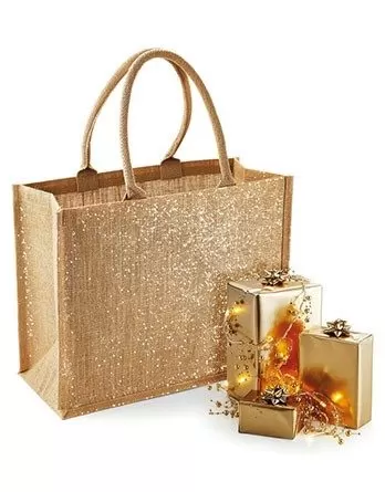 Sacoșă textilă iuta cu fire aurii big - Shimmer Jute Shopper