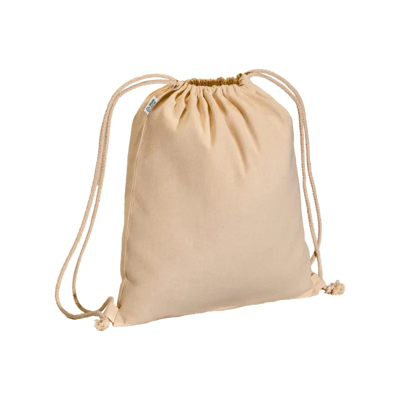 Rucsac din bumbac organic de 220 g/m², cu închidere cu șnur – cu logo-ul firmei