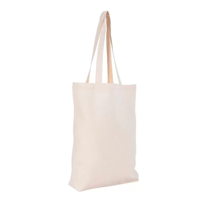 Sacoșă textilă cu burduf din bumbac premium de 240g cu mânere lungi 38x42x9cm