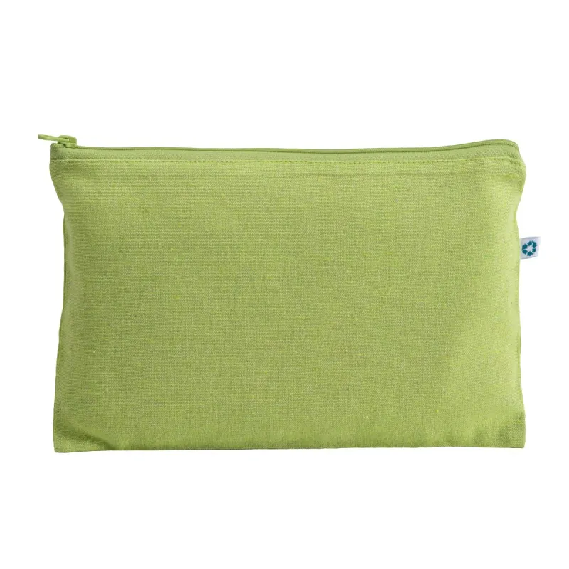 Trusă de cosmetice din bumbac reciclat, 150 g/m², cu fermoar. – cu logo-ul firmei