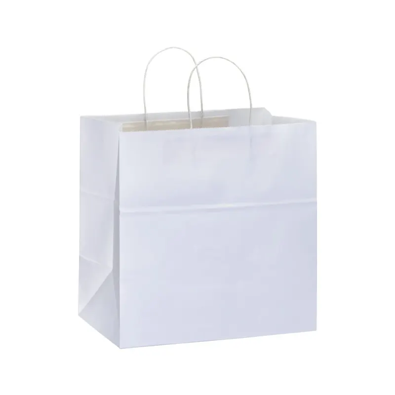 Pungă de cumpărături din hârtie de 100 gr/m², cu pliu lateral – cu logo-ul firmei