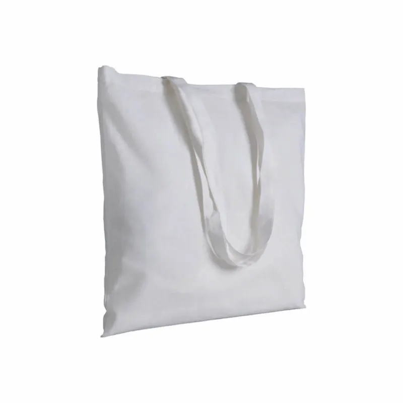 Pungă din bumbac de 180 g/m², cu mânere lungi – cu logo-ul firmei